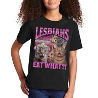 Lesbians Eat What?! Funny Cat Pride Lgbtq Pun Kids T-Shirt