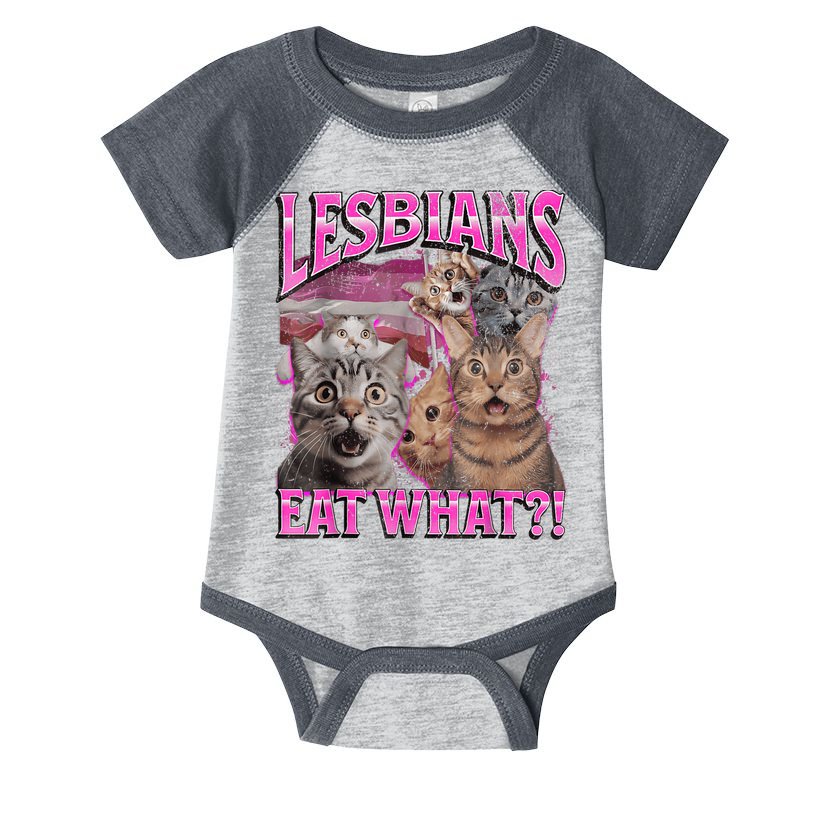 Lesbians Eat What?! Funny Cat Pride Lgbtq Pun Infant Baby Jersey Bodysuit
