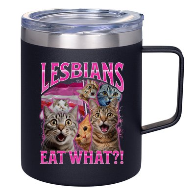 Lesbians Eat What Funny Offensive Cat Bootleg Sarcastic 12oz Stainless Steel Coffee Mug