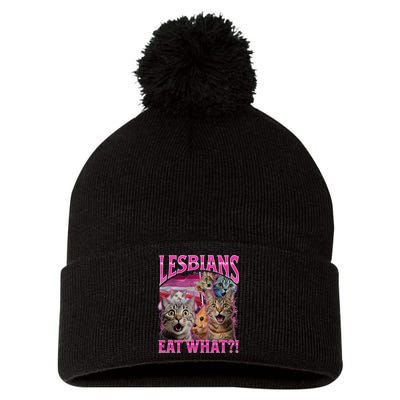 Lesbians Eat What Funny Offensive Cat Bootleg Sarcastic Pom Pom 12in Knit Beanie