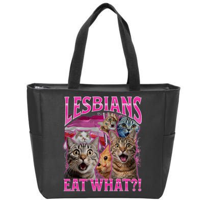 Lesbians Eat What Funny Offensive Cat Bootleg Sarcastic Zip Tote Bag