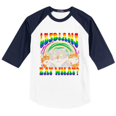 Lesbians Eat What Cat National Coming Out Day LGBQ Pride Baseball Sleeve Shirt