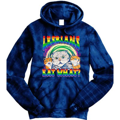 Lesbians Eat What Cat National Coming Out Day LGBQ Pride Tie Dye Hoodie