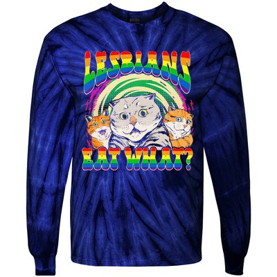 Lesbians Eat What Cat National Coming Out Day LGBQ Pride Tie-Dye Long Sleeve Shirt