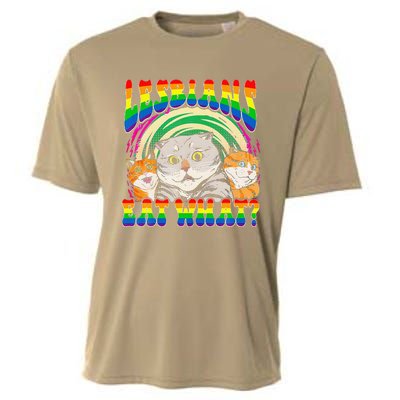 Lesbians Eat What Cat National Coming Out Day LGBQ Pride Cooling Performance Crew T-Shirt