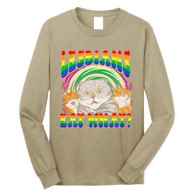 Lesbians Eat What Cat National Coming Out Day LGBQ Pride Long Sleeve Shirt