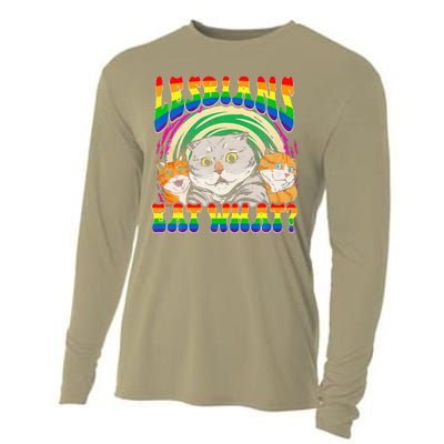 Lesbians Eat What Cat National Coming Out Day LGBQ Pride Cooling Performance Long Sleeve Crew