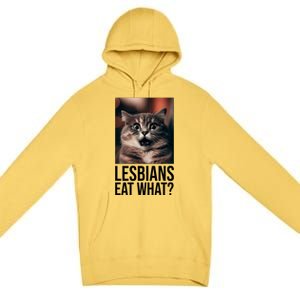 Lesbians Eat What Funny Cat Meme Premium Pullover Hoodie