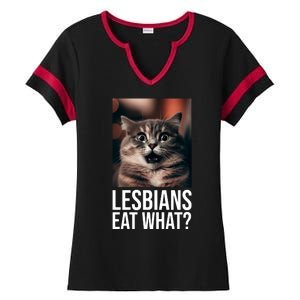 Lesbians Eat What Funny Cat Meme Ladies Halftime Notch Neck Tee