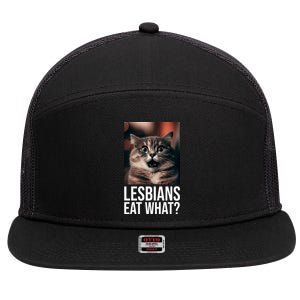 Lesbians Eat What Funny Cat Meme 7 Panel Mesh Trucker Snapback Hat