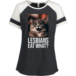 Lesbians Eat What Funny Cat Meme Enza Ladies Jersey Colorblock Tee