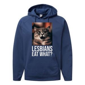 Lesbians Eat What Funny Cat Meme Performance Fleece Hoodie