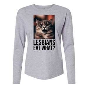 Lesbians Eat What Funny Cat Meme Womens Cotton Relaxed Long Sleeve T-Shirt