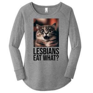 Lesbians Eat What Funny Cat Meme Women's Perfect Tri Tunic Long Sleeve Shirt