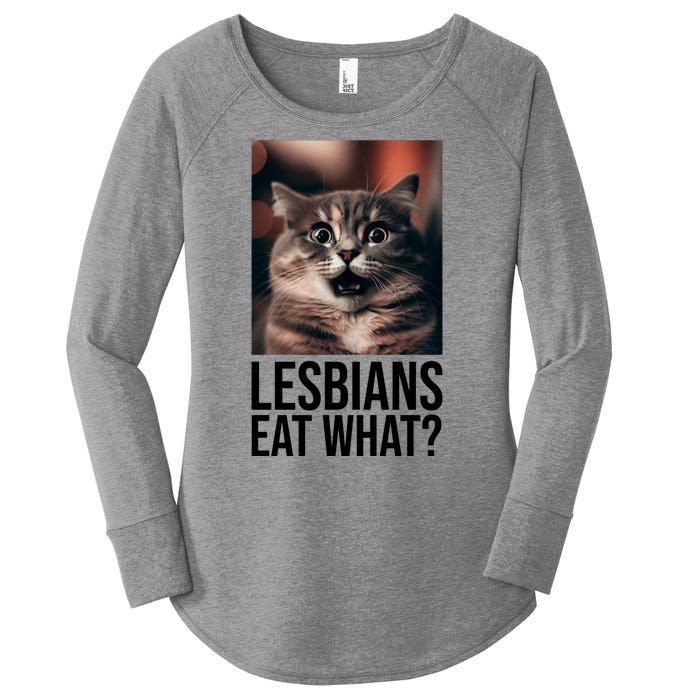 Lesbians Eat What Funny Cat Meme Women's Perfect Tri Tunic Long Sleeve Shirt