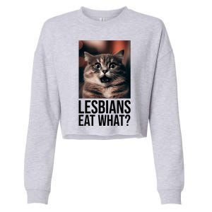 Lesbians Eat What Funny Cat Meme Cropped Pullover Crew