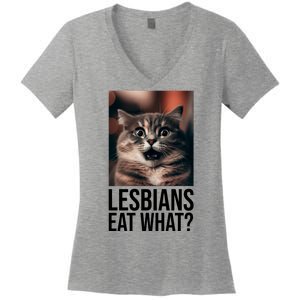 Lesbians Eat What Funny Cat Meme Women's V-Neck T-Shirt