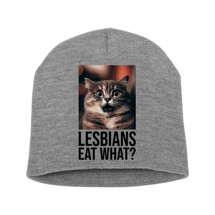 Lesbians Eat What Funny Cat Meme Short Acrylic Beanie