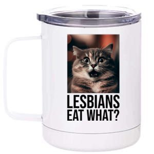 Lesbians Eat What Funny Cat Meme 12 oz Stainless Steel Tumbler Cup