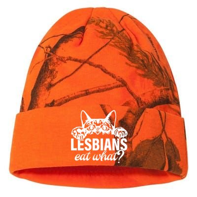 Lesbians Eat What Lgbtq Cat Gift Kati Licensed 12" Camo Beanie