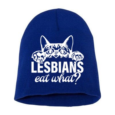 Lesbians Eat What Lgbtq Cat Gift Short Acrylic Beanie