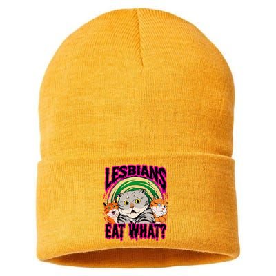 Lesbians Eat What Funny Cats Love Cute Women Boy Sustainable Knit Beanie