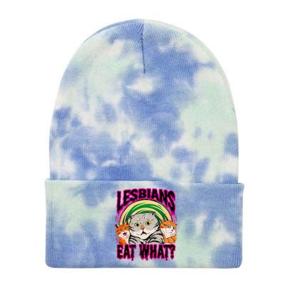 Lesbians Eat What Funny Cats Love Cute Women Boy Tie Dye 12in Knit Beanie