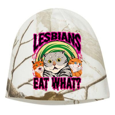 Lesbians Eat What Funny Cats Love Cute Women Boy Kati - Camo Knit Beanie