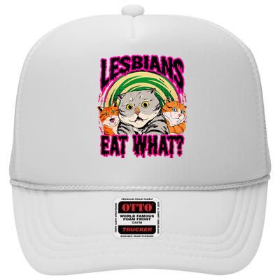 Lesbians Eat What Funny Cats Love Cute Women Boy High Crown Mesh Back Trucker Hat