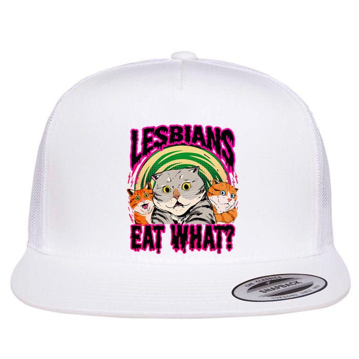 Lesbians Eat What Funny Cats Love Cute Women Boy Flat Bill Trucker Hat