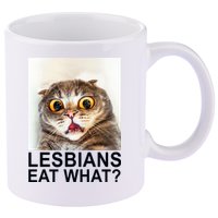 Lesbians Eat What Funny Cat 11oz C Handle Ceramic Mug