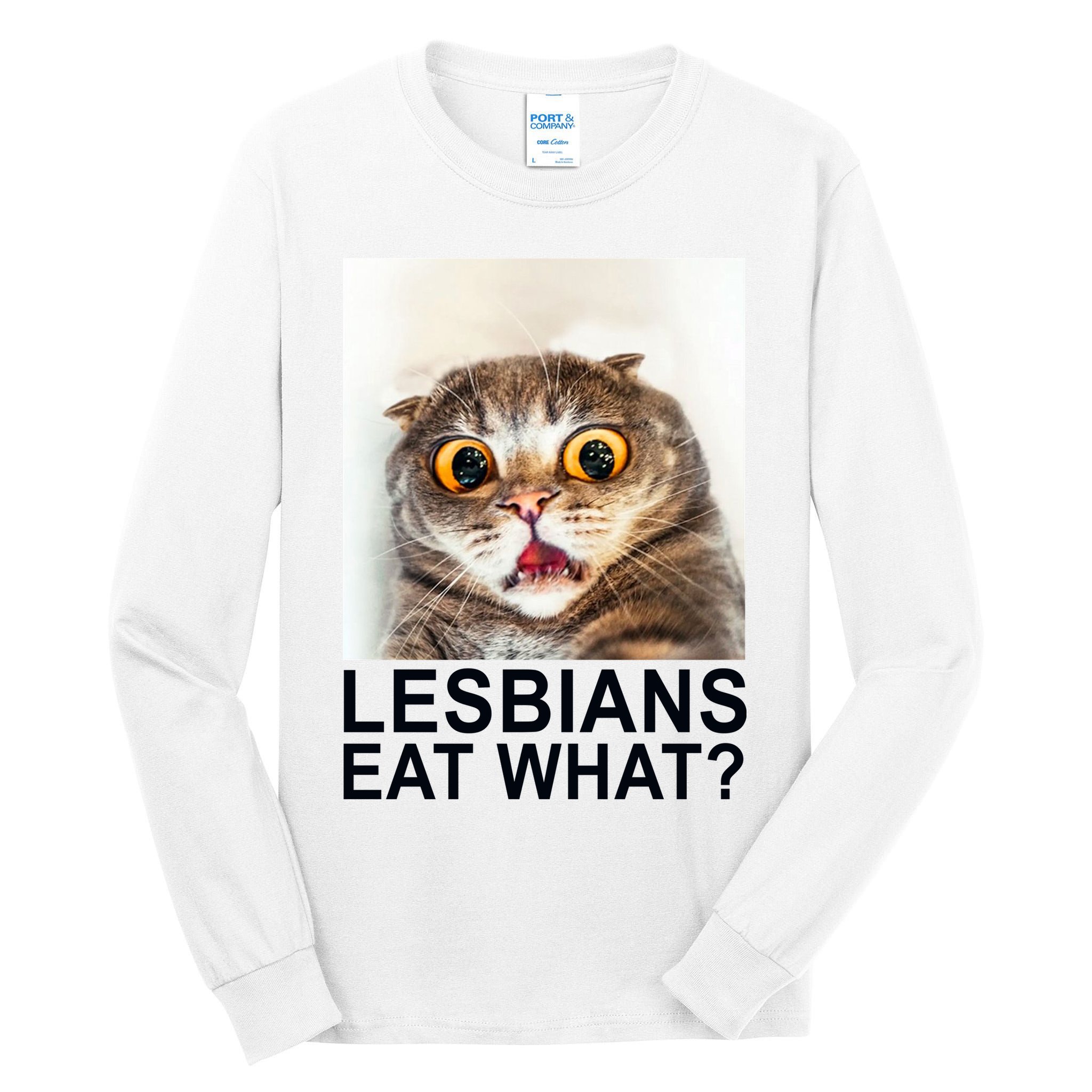 Lesbians Eat What Funny Cat Tall Long Sleeve T-Shirt