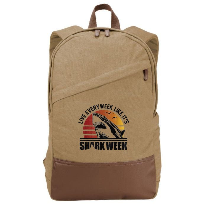Live Every Week Like It'ss Shark Weeks Shark Lover Cotton Canvas Backpack