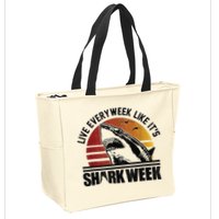 Live Every Week Like It'ss Shark Weeks Shark Lover Zip Tote Bag