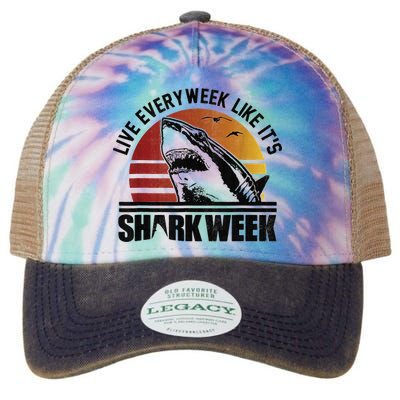 Live Every Week Like It'ss Shark Weeks Shark Lover Legacy Tie Dye Trucker Hat