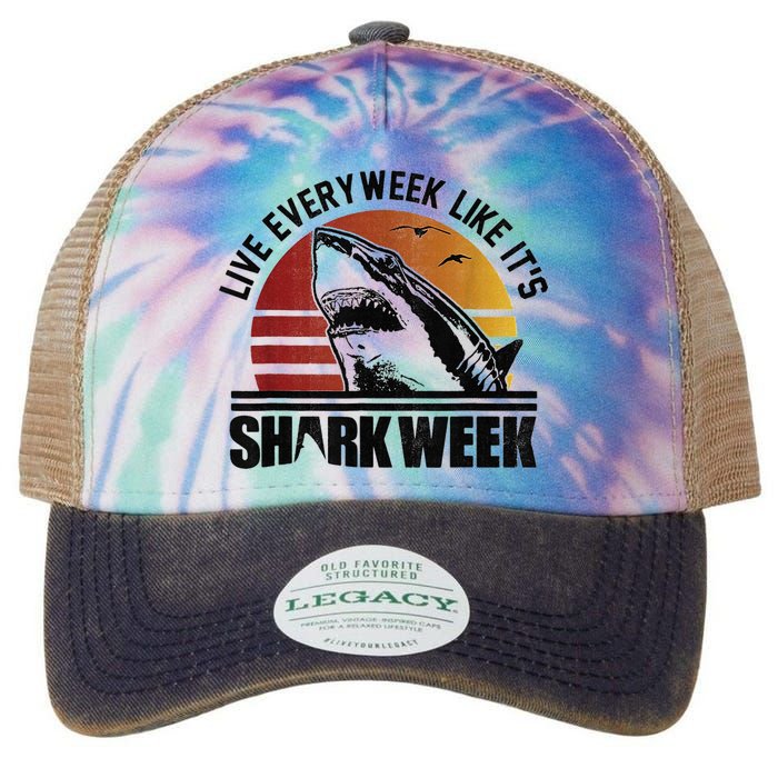 Live Every Week Like It'ss Shark Weeks Shark Lover Legacy Tie Dye Trucker Hat