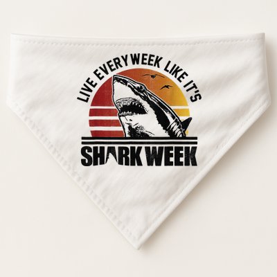 Live Every Week Like It'ss Shark Weeks Shark Lover USA-Made Doggie Bandana
