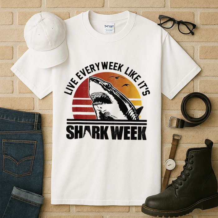 Live Every Week Like It'ss Shark Weeks Shark Lover Tall T-Shirt
