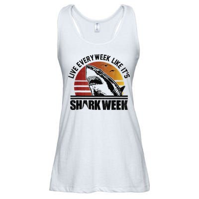 Live Every Week Like It'ss Shark Weeks Shark Lover Ladies Essential Flowy Tank