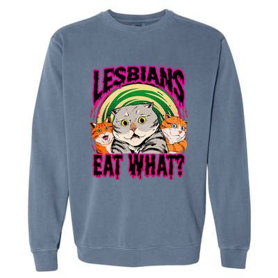 Lesbians Eat What Funny Cats Love Cute Women Boy Garment-Dyed Sweatshirt