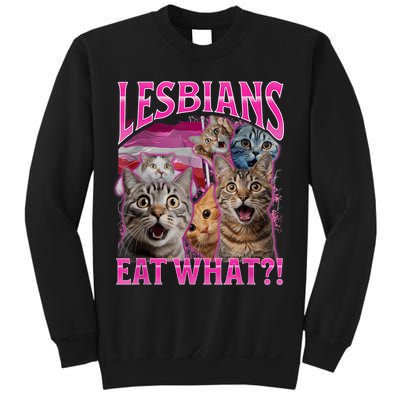 Lesbians Eat What Funny Offensive Cat Bootleg Sarcastic Sweatshirt