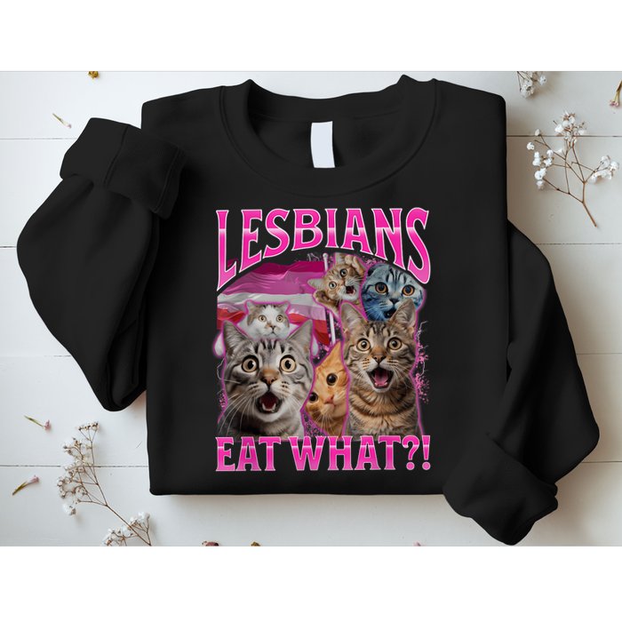 Lesbians Eat What Funny Offensive Cat Bootleg Sarcastic Sweatshirt