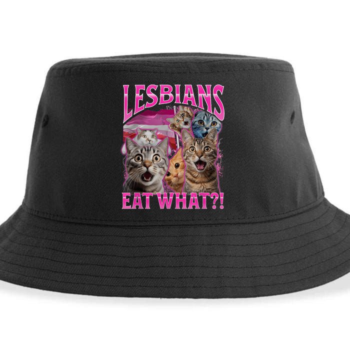 Lesbians Eat What Funny Offensive Cat Bootleg Sarcastic Sustainable Bucket Hat