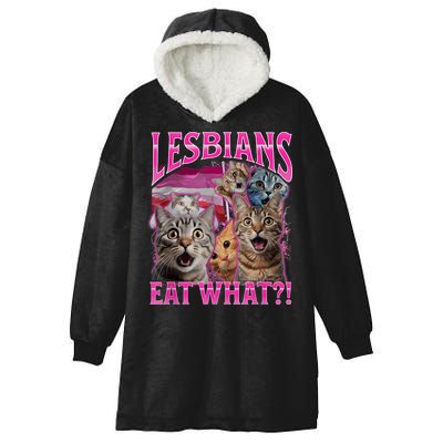 Lesbians Eat What Funny Offensive Cat Bootleg Sarcastic Hooded Wearable Blanket
