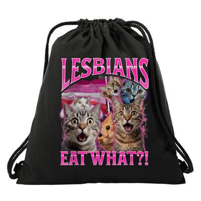 Lesbians Eat What Funny Offensive Cat Bootleg Sarcastic Drawstring Bag