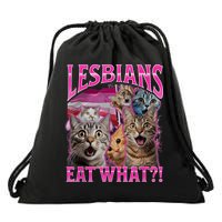 Lesbians Eat What Funny Offensive Cat Bootleg Sarcastic Drawstring Bag