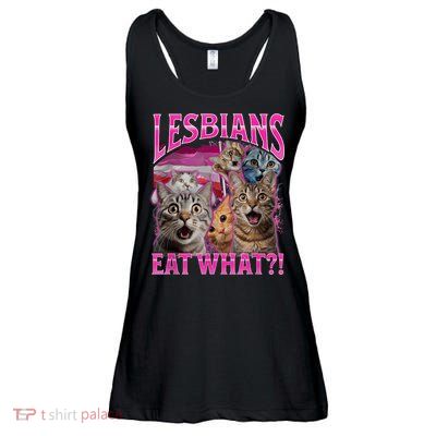 Lesbians Eat What Funny Offensive Cat Bootleg Sarcastic Ladies Essential Flowy Tank