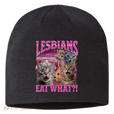 Lesbians Eat What Funny Offensive Cat Bootleg Sarcastic Sustainable Beanie