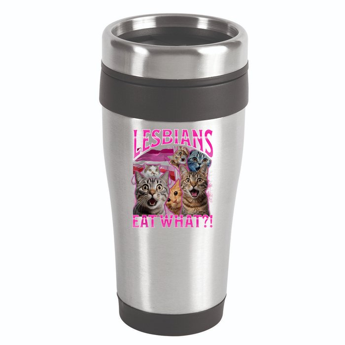 Lesbians Eat What Funny Offensive Cat Bootleg Sarcastic 16oz Travel Tumbler