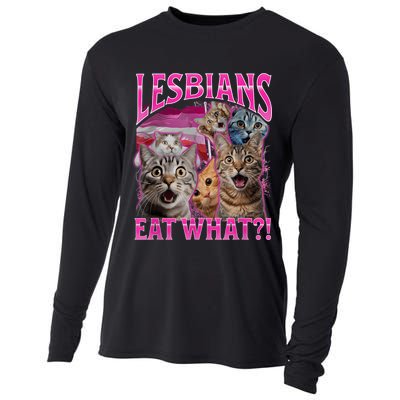 Lesbians Eat What Funny Offensive Cat Bootleg Sarcastic Cooling Performance Long Sleeve Crew